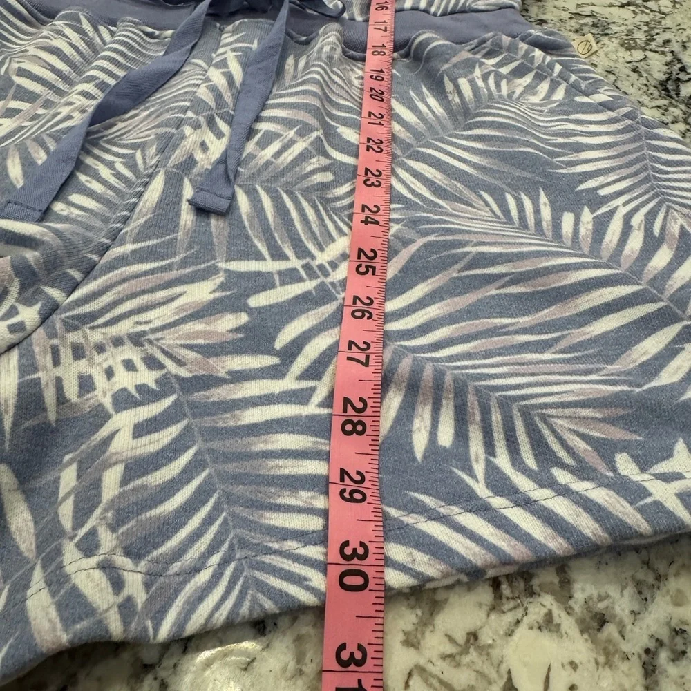 Ecothreads Palm Print Romper Periwinkle Blue Tropical Tie Waist - Picture 4 of 10